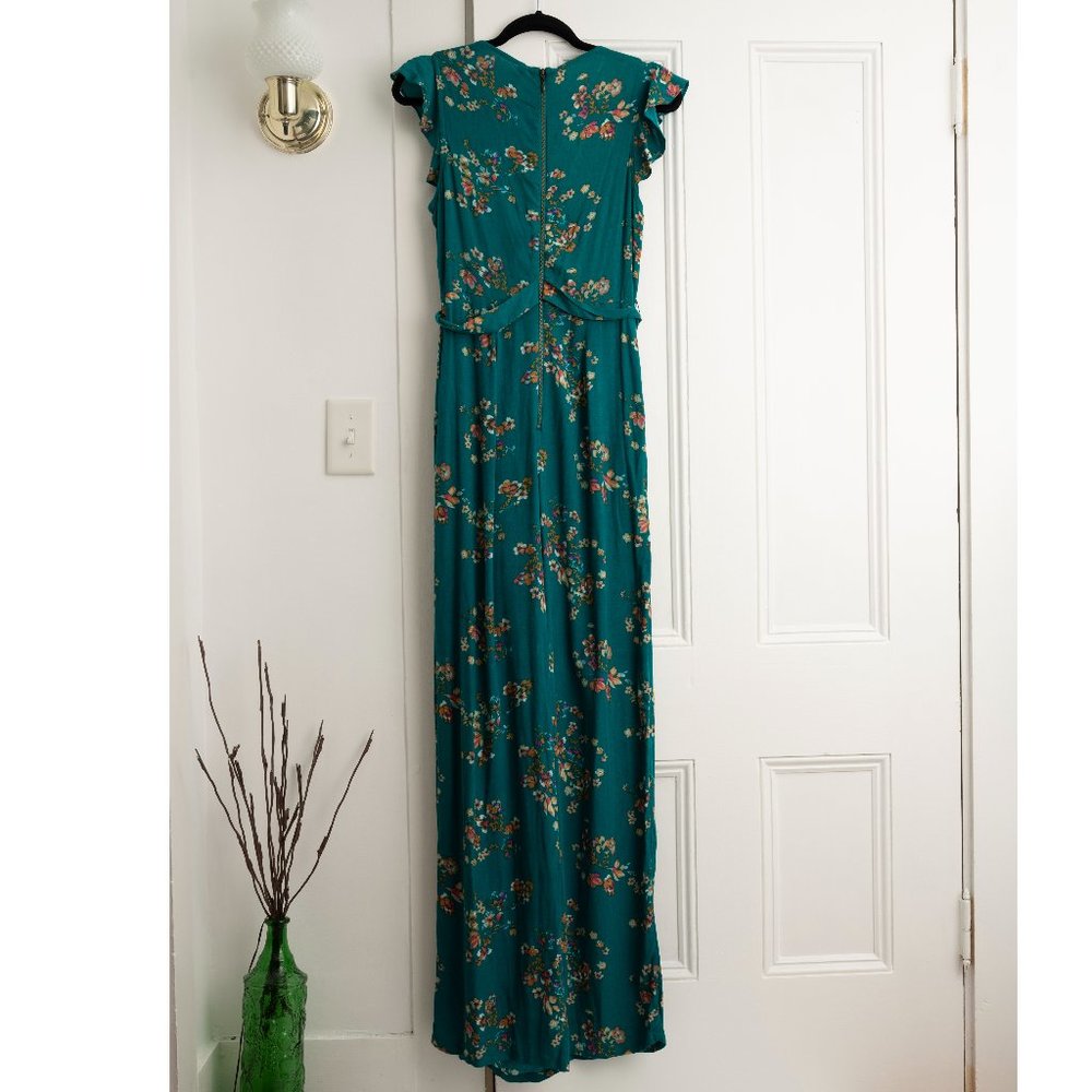 Xhilaration Turquoise Floral Print Jumpsuit